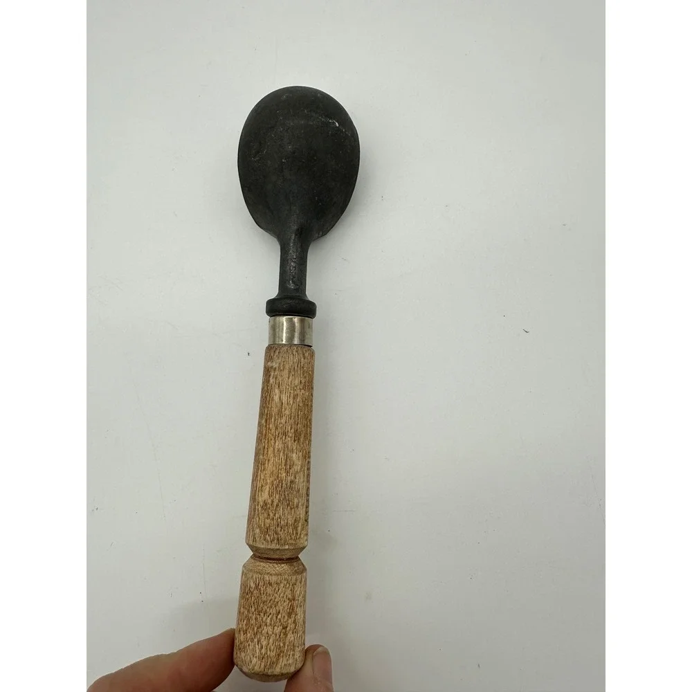 VTG Ice Cream Scoop Rustic Wood Handle Cast Metal